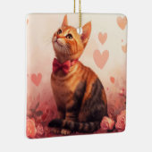 Ornement En Céramique Chat abyssinien avec Rose - Saint Valentin (Droite)