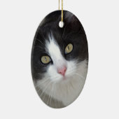 Ornement En Céramique Chat assez gris et blanc (Droite)