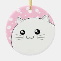 Chat blanc mignon de minou de Kawaii