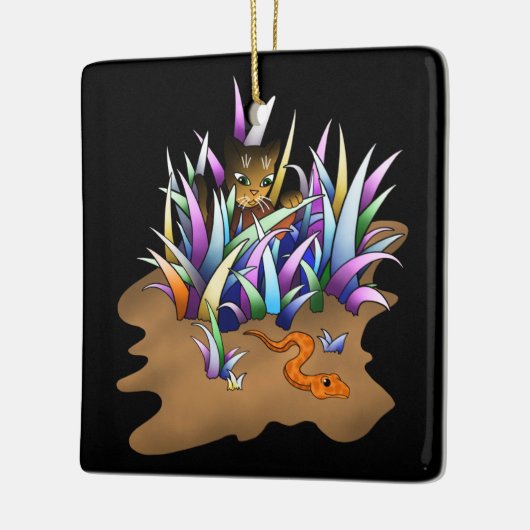 Ornement En Céramique Chat Chasseur de serpent (Gauche)