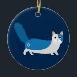 Ornement En Céramique Chat de Hanoukka<br><div class="desc">Un grand cadeau pour des amoureux de les chats sur Chanukah !</div>