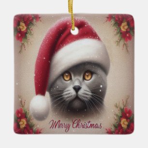 Ornement En Céramique Chat de Noël Bombay, Joyeux Noël Bombay Kitten
