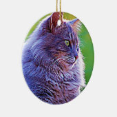 Ornement En Céramique Chat gris magnifique (Droite)