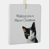 Ornement En Céramique Chat Kitty blanc gris noir (Droite)