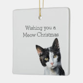 Ornement En Céramique Chat Kitty blanc gris noir (Gauche)