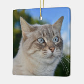 Ornement En Céramique Chat Lynx Point avec yeux bleus (Gauche)