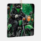 Ornement En Céramique Chat noir conduite vélo St. Patrick's Day (Droite)