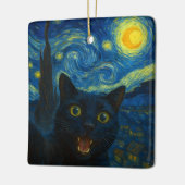 Ornement En Céramique Chat noir Starry Nuit Van Gogh Chat Selfie (Gauche)
