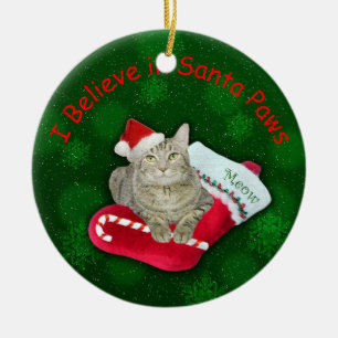 Ornement En Céramique Chat Père Noël de attente