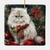 Ornement En Céramique Chat perse en Noël de neige (Dos)