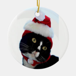 Ornement En Céramique Chat portant la photographie de casquette de père