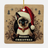Ornement En Céramique Chat Siamese, Noël Père Noël Kitten (Dos)