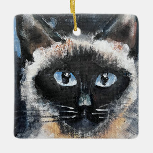 Ornement En Céramique chat siamois