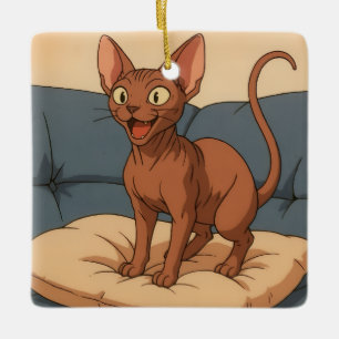 Ornement En Céramique Chat Sphynx
