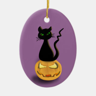 Ornement En Céramique Chat sur l'ornement accrochant de Halloween de