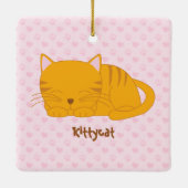 Ornement En Céramique Chat Tabby Orange Dormant (Dos)