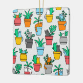 Ornement En Céramique Chats dans les pots à fleurs (Gauche)