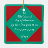 Ornement En Céramique Chats Douze Jours De Noël 11 Pipers (Dos)