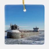 Ornement En Céramique Chauffeur d'hiver Manitoulin Adresse des Grands La (Devant)