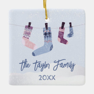 Ornement En Céramique Chaussettes d'hiver de Noël Invitation