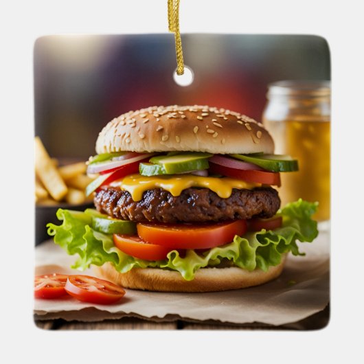 Ornement En Céramique Cheeseburger (Devant)