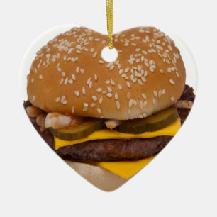 Ornement En Céramique Cheeseburger Sur Le Sesame Seed Bun