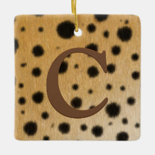 Ornement En Céramique Cheetah Spots Fourrure Monogramme Brown et message