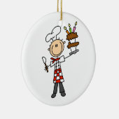 Ornement En Céramique Chef avec le gâteau d'anniversaire (Droite)