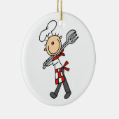 Ornement En Céramique Chef Avec Tongs À Salade (Droite)