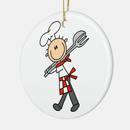 Ornement En Céramique Chef Avec Tongs À Salade (Gauche)