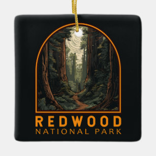 Ornement En Céramique Chemin d'illustration du parc national Redwood Vin