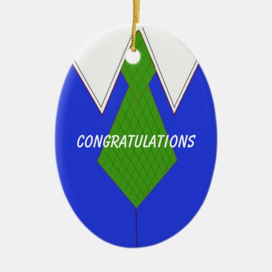 Ornement En Céramique Chemise bleue et Cravate Félicitations (Devant)