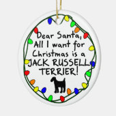 Ornement En Céramique Cher Père Noël Jack Russell Terrier (Gauche)