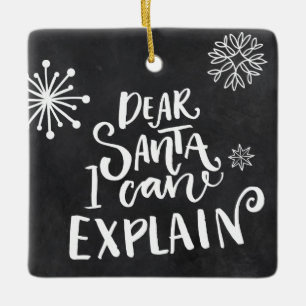 Ornement En Céramique Cher Père Noël, Je Peux Expliquer
