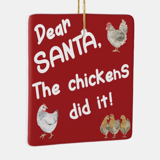 Ornement En Céramique Cher Père Noël, Les Poulets Ont Fait Noël (Droite)
