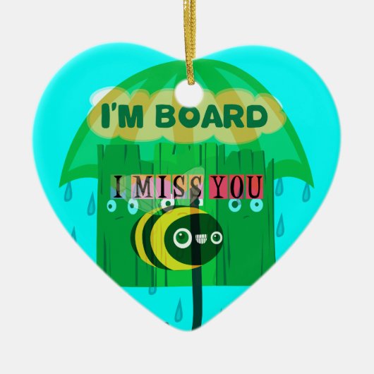 Ornement En Céramique Chérie, Tu Me Manques Tant (Devant)