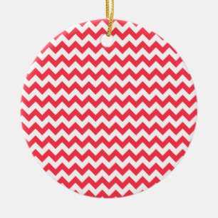 Ornement En Céramique Cherry Red Chevron Zigzag