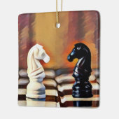 Ornement En Céramique Chess Knights Chess Board Personnalisé Noël (Gauche)