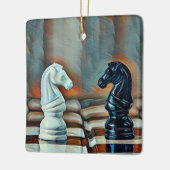 Ornement En Céramique Chess Knights Chess Board Personnalisé Noël (Gauche)
