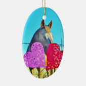 Ornement En Céramique Cheval blanc et Brown Valentine Coeurs (Droite)