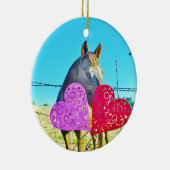 Ornement En Céramique Cheval blanc et Brown Valentine Coeurs (Droite)