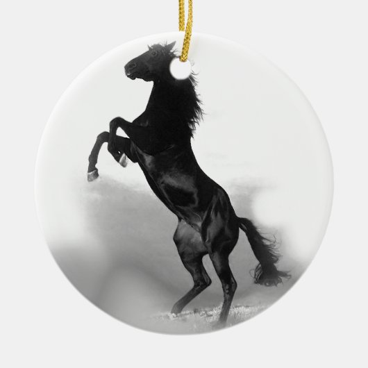 Ornement En Céramique Cheval blanc noir (Devant)