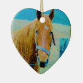 Ornement En Céramique Cheval bleu Denim teinté (Droite)