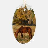 Ornement En Céramique Cheval Brown dans le champ d'arbre jaune (Droite)