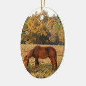 Ornement En Céramique Cheval Brown dans le champ d'arbre jaune (Gauche)