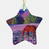 Ornement En Céramique Cheval Brown en Grass violet (Gauche)