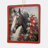 Ornement En Céramique Cheval de beauté personnalisé avec couronne Noël (Gauche)