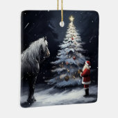 Ornement En Céramique Cheval de beauté personnalisé et Noël Père Noël (Droite)