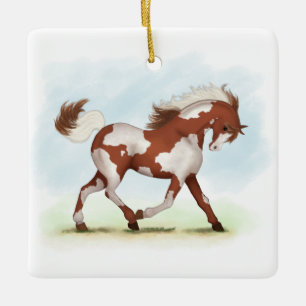 Ornement En Céramique Cheval de châtaignier Overo