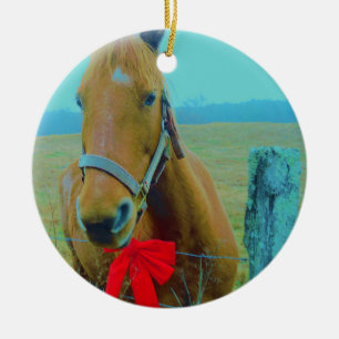 Ornement En Céramique Cheval de Noël rétro